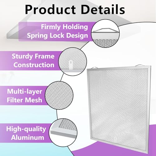 2-Pack S99010430-002 Range Hood Filter for Broan Nutone HPFA130 13-7/8" x 15-3/4" x 3/8" - Aluminum Mesh with Stainless Frame