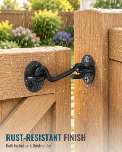 Black Barn Door Lock Latch Gate Lock for Sliding Doors - Heavy Duty Stainless Steel