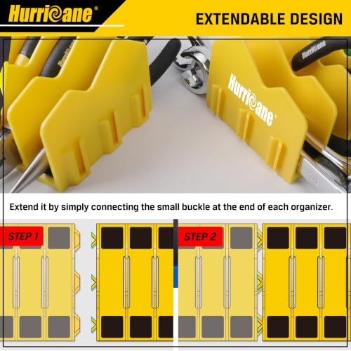 HURRICANE 2-Pack Plier Organizer Rack - 20-Slot Extendable Drawer Storage (Yellow, Non-Slip Base)