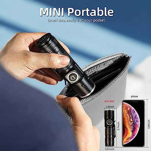 DARKDAWN Redlight Flashlight Rechargeable USB, LED Mini Red Light Flashlights Focus Adjustable, Flash Light Portable with Pocket Clip for Fishing, Beekeeping, Hunting, Night Astrophotography