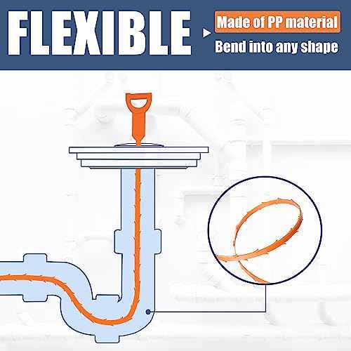 8 Pack 25inch Drain Snake Clog Remover, Drain Hair Remover, Sink Snake Drain Auger Cleaner Tool For Bath Tub, Toilet, Kitchen Sink, Sewer