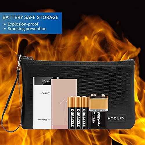 Fireproof Money Bag (2000¢µ), Fireproof Document Bags, Bank Cash Bag with Zipper & Strap, Suitable for A5 Documents, Bank Inventory, Passport (Black)