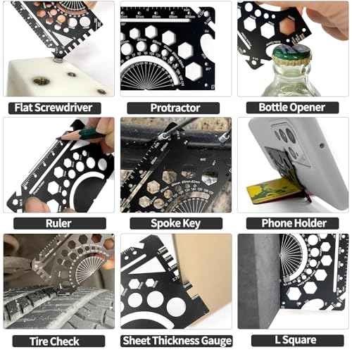 49 in 1 Wallet Engineering Ruler Scale, Credit Card Knife Wallet Tool, Small Metal Ruler Protractor, Everyday Utility Multi Tool (Bottle Opener, Can Opener, Screwdrivers, Phone Stand & More), 1 Pcs