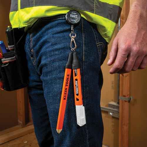 Klein Tools 86700 Retractable Marker Holder with 4-Foot Cord, For use with Skribes Paint, Ultra-Fine, Fine, and Chisel Tip Permanent Markers