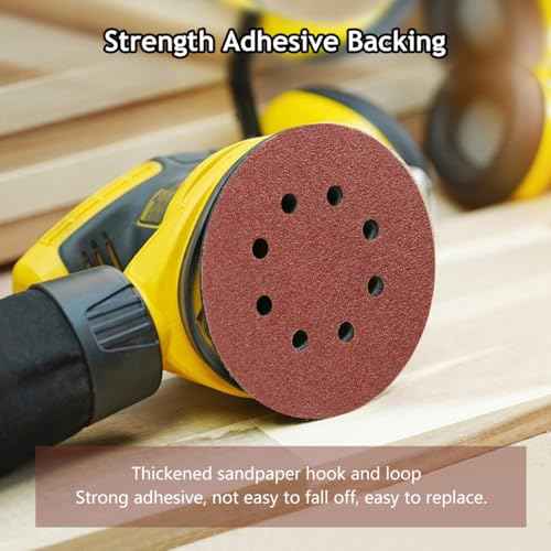 5 Inch 8 Hole Sanding Discs Hook and Loop, 50 PCS 80 Grit Round Sand Paper Disc, Aluminum Oxide Sandpaper Pads for Random Orbital Sander