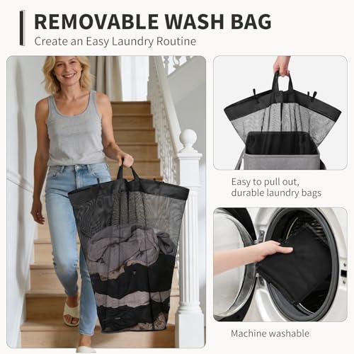Goodpick 75L Rolling Laundry Basket with Wheels and Lid – Light Grey, 16.5 x 12.5 x 27.5 in