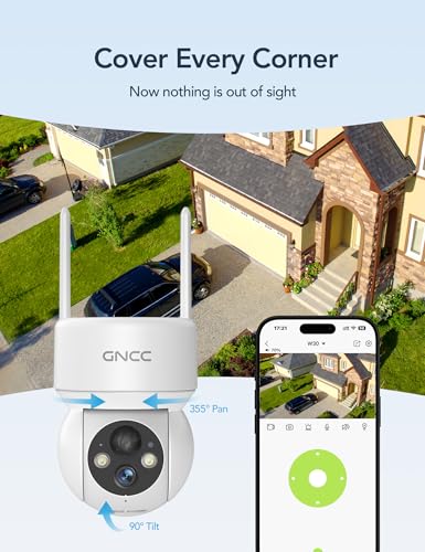 GNCC White Wireless Solar Security Camera 360° Full HD Night Vision