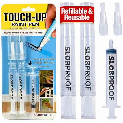 Slobproof Refillable Touch-Up Paint Pen, Mess-Free, Reusable Wall Paint Repair Tool, Precise Application, DIY Home Improvement, Furniture, Arts and Crafts, Patented Design, Easy Storage, Pack of 2