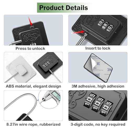 2 Pack Refrigerator Locks with 3 Digit Code, Easy Install Fridge Lock Combination, Premium Freezer Lock, Child Proof Cabinet Locks for Refrigerators, Drawers, Closets, Windows (Black)