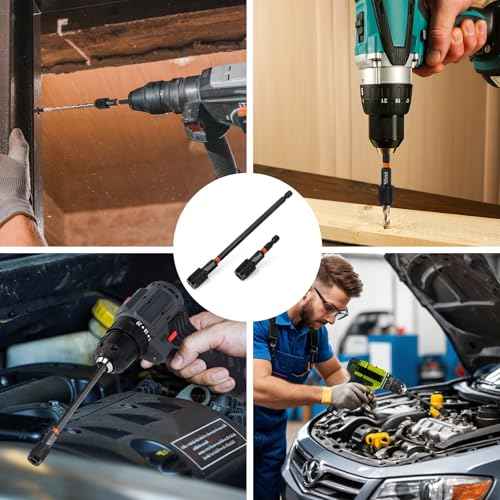 4Pcs Magnetic Quick Release Bit Holder Adapter: 2Pcs 6inch + 2pcs 2.5inch Long Drill Bit Extension for Impact Driver