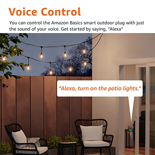 Amazon Basics Outdoor Smart Plug with 2 Independent Outlets, Alexa Compatible, Weather-Resistant