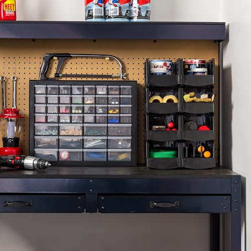 IRIS USA 44-Drawer Parts & Hardware Cabinet with Large 13x6x5 Open Front Bin (8-Pack) — Black