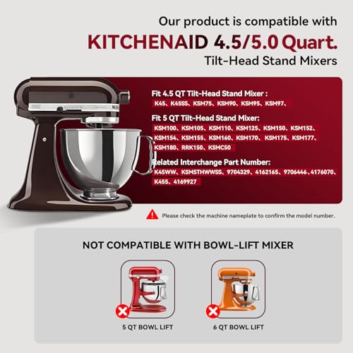 Cowbright K45WW 6-Wire Whip Attachment for KitchenAid Tilt-Head Stand Mixers – Aluminum, Hand Wash