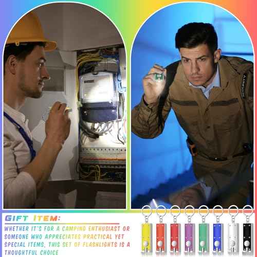 8 Pcs Mini Keychain Flashlight LED Keychain Light Bulk Small Flashlight for Outdoor Camping Hiking Equipment and Emergency Gift(Multicolor)