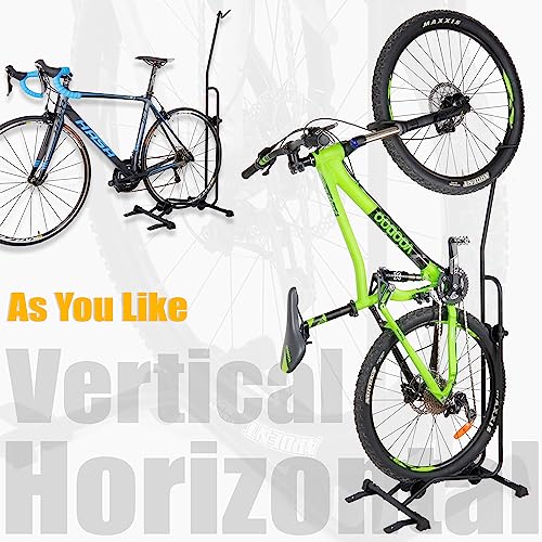 CyclingDeal Classic Upright & Horizontal Bicycle Storage Rack for Bikes up to 29"