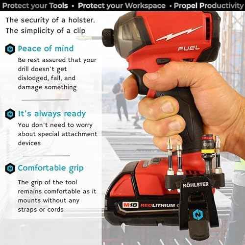 N?hlster Locking Drill Clip ? A Tool Holster Alternative for Cordless Drills and Impact Drivers ? The Security of a Holster. The Simplicity of a Clip. No Holster Required.