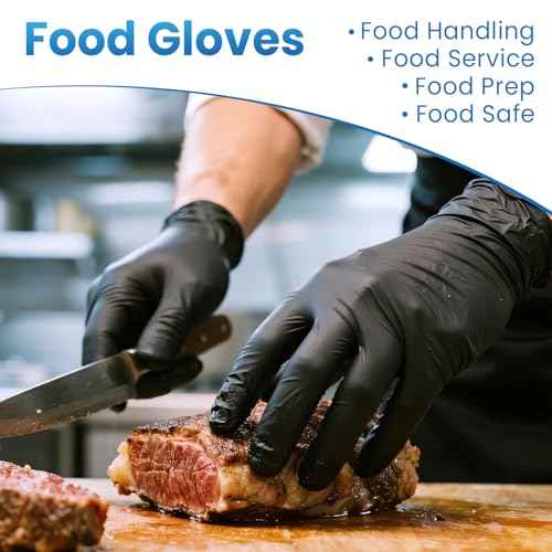 Borje Nitrile Gloves Large, 6 Mil 100 Count Disposable Gloves, Black, Latex & Powder-Free, Medical Exam, Food Safe, Cooking, Mechanic, Automotive
