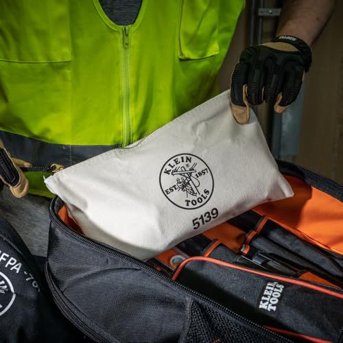 Klein Tools Canvas Zipper Bag 12.5-Inch Heavy Duty Tool Pouch