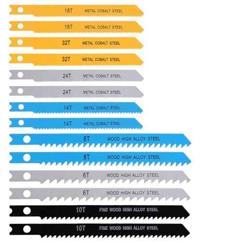 U-Shank Jig Saw Blade Set, 14 PCS Jigsaw Blades with Storage Case for Wood Plastic Metal Cutting Jigsaw Blades Set Fit Vast Majority U Shank Jigsaws(6T 8T 10T 14T 18T 24T 32T)