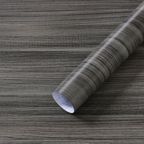 Heroad Wood Contact Paper Grey Wood Grain Contact Paper for Cabinets Countertops Peel and Stick Wallpaper Waterproof Self-Adhesive Decoration Thicken Vinyl 15.7''x118''