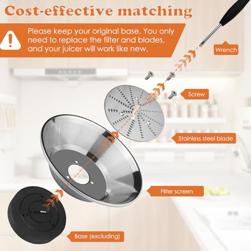 BR-1 Juicer Filter Basket for Breville JE95/JE98/BJE200/BJE510 – 400 Mesh, With Strainer & Screws