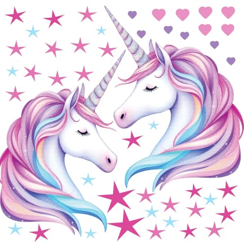 (48 Pack) Unicorn Wall Decal | (2) Unicorn Wall Stickers Large | Birthday Party Favors Wall Art Poster Decal Decorations