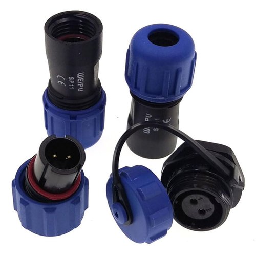 Weipu SP11 Waterproof Electrical Connectors 2pin Male Female Inline Cabel to Cable Power Plug and Socket Set, for ø4-6.5mm Wire Range Power Quick Connectors