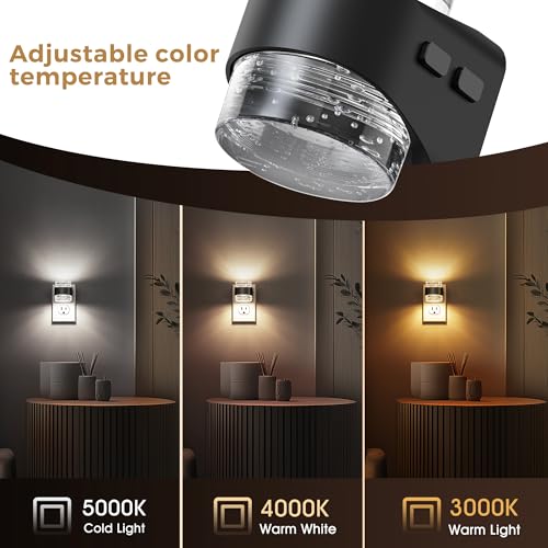 L LOHAS LED Night Light 2 Pack Black Bubble Wall Plug-In with 3 CCT & Brightness Levels