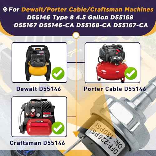 180-225 PSI Air Compressor Pressure Switch for Dewalt D55146 - Micro Pressure Power Switch Compatible with D55146 Type 8 4.5 Gallon D55168 D55167 - AB-9063290