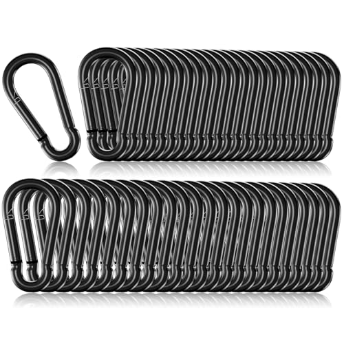 M5-2" Black Spring Snap Hook Carabiner Clip 50PCS Heavy Duty Keychain