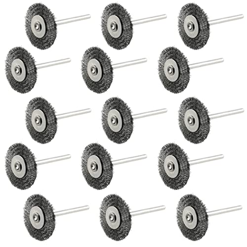 Wire Brush LUORNG 15pcs Stainless Steel 25mm Flat Wire Brushes Polishing Brush for Dremel Rotary Tool