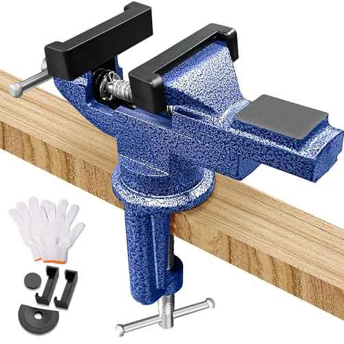 Table Vise 3.1 Inch, 360¡Æ Home Vise Portable Bench Clamp, Clamp-on Vise Bench Clamps Fixed Tool for Woodworking, Metalworking, Cutting Conduit, Drilling, SawingTable