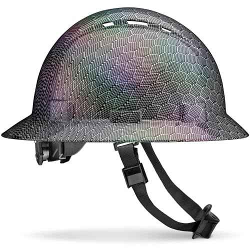 Acerpal Full Brim Hard Hat Vented, Class C, OSHA Construction Work Approved, Premium Carbon Fiber Design, Soft Padded 6 PT Adjustable Ratchet Suspension, Top Pad