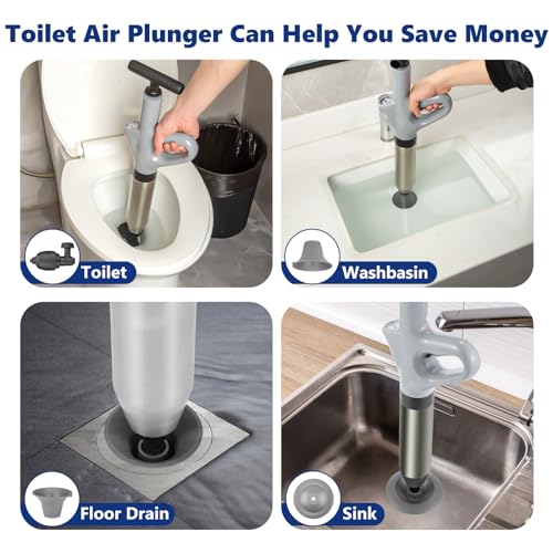 MaxxGeek High Pressure Toilet Plunger & Drain Blaster - Unclog Toilets & Sinks
