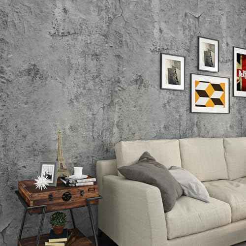 Livelynine Textured Concrete Wallpaper Peel and Stick Blue Grey Cement Concrete Contact Paper Removable Vinyl Countertop Covers Rustic Concrete Wall Paper Basement Walls Self Adhesive 15.8x78.8