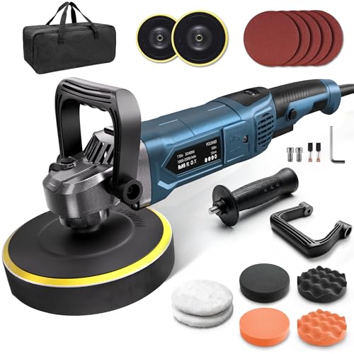 OFISPEED 1600W Blue Rotary Car Buffer Polisher - 6/7 Inch Variable Speed