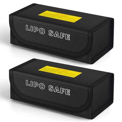 2pcs Lipo Battery Bag, Fireproof Lipo Guard Safe Box, 185x75x60mm Explosionproof Small Charging Case for rc Storage, Lithium ion and Travel Protection
