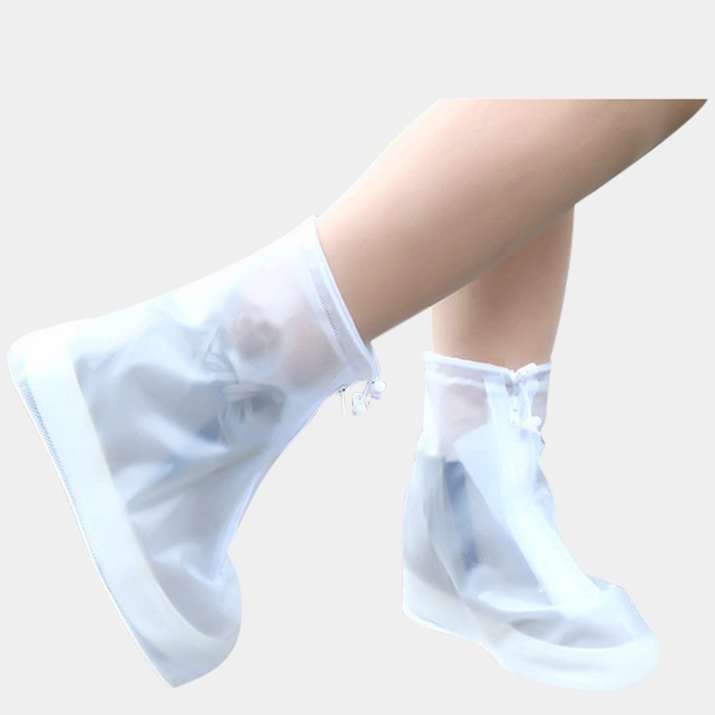 Rain Boot Waterproof Shoes Covers, Sand Control Non-Slip Shoe Cover Galoshes, PVC Rubber Sole Reusable Rain Snow Boots Overshoes for Cycling Outdoor Camping Fishing Garden Travel (XXL, Transparent)