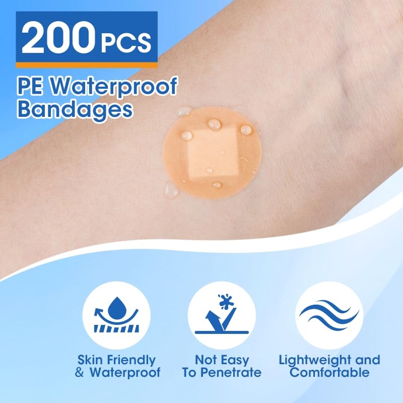 400PCS Round Waterproof Latex-Free Bandages - Small Circular Adhesive Wound Covers, Assorted Fabric & Waterproof Styles (Variation: 400P Bandages)
