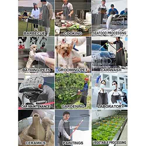 Chemical Resistant Vinyl Apron - Black Plus Size Unisex PVC Aprons for Dishwashing,Dog Grooming,Gardening,Fish Cleaning,Lab Work