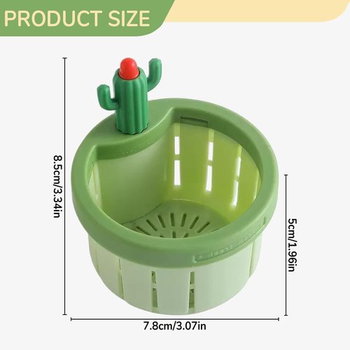 Cactus Kitchen Sink Drain Strainer, 2025 New Multifunctional Kitchen Sink Drain Strainer Press Automatic Dumping Basket, Upgrade Self-Cleaning Faucet Hanging Filter Basket (Green+Yellow)
