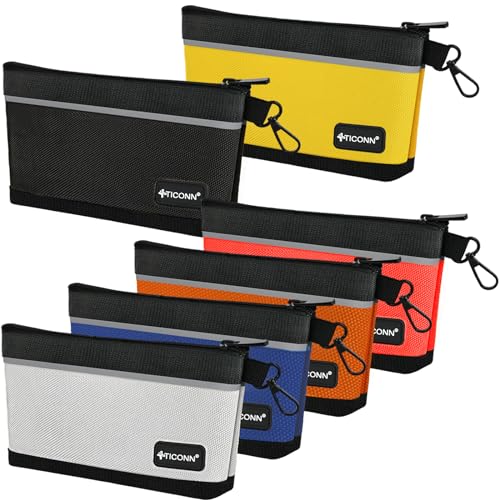 Colored 6-Pack Waterproof Tool Pouches with Zipper - Small, Puncture-Resistant