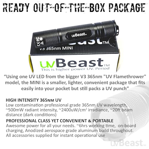 UVBeast V3 365nm Mini UV Flashlight Portable Black Light