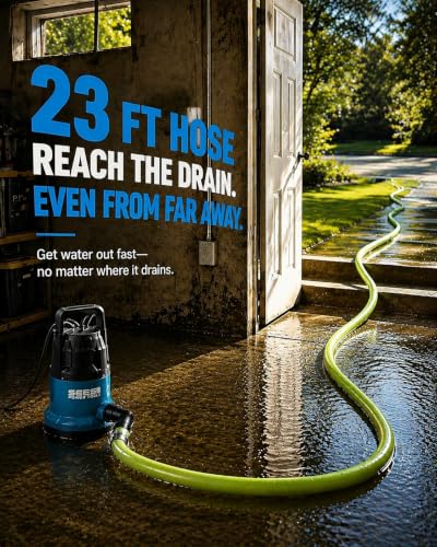 Seesii 1HP Submersible Water Pump - Royal Blue, 4755 GPH, 36ft Lift, Hose Kit Included