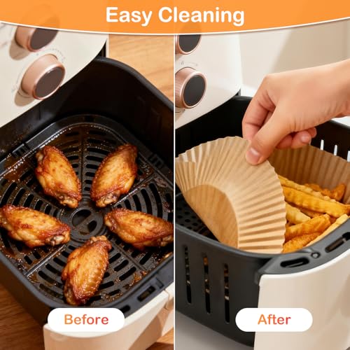 Adhjito 8" Square Air Fryer Liners 400 Pcs - Disposable Parchment Paper for 5-8 Qt
