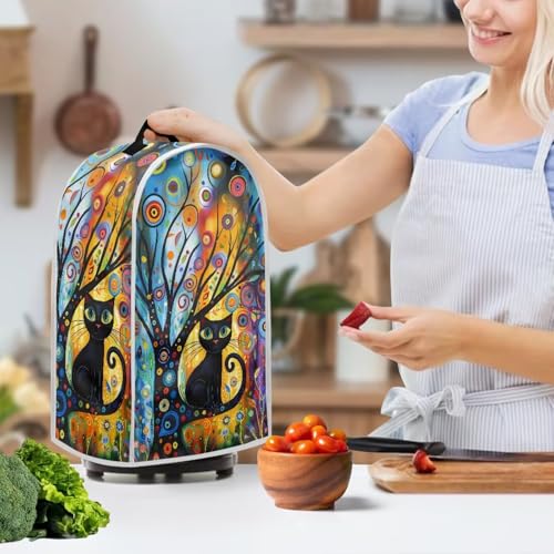 Black Cat Modern Art Blender Dust Cover with Top Handle – Fits Most Blenders