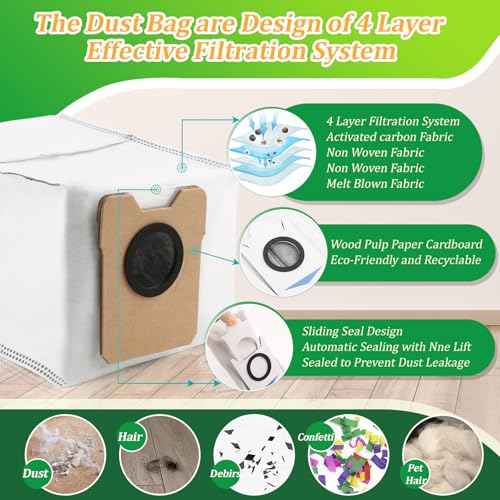 4Pcs for Eufy Omni C20/C10 Dust Bags Replacement Compatible with eufy C20/C10 Omni Robot Vacuum Cleaner Bags (3.1L Large Capacity)