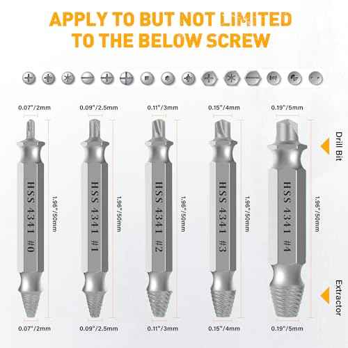 Damaged Screw Extractor Set, Remover for Stripped Screws Nuts & Bolts, Drill Bit Tools for Easy Removal of Rusty & Broken Hardware, Superb Gift for Men Broken Bolt Extractor Screw Remover Set