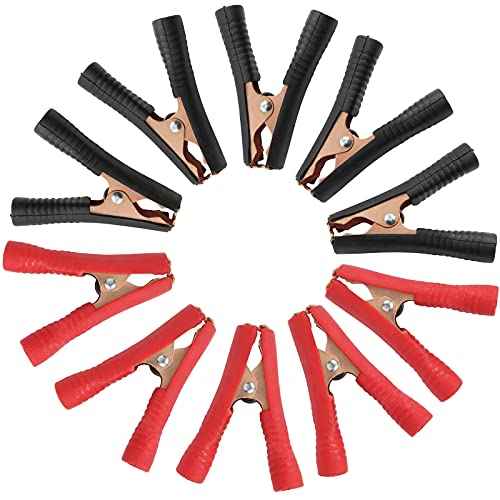 10Pcs 100A Insulated Alligator Clips Electrical Heavy Duty Alligator Clamps, Battery Replacement Cable Metal Spring Loaded Jumper Clips for Car Auto Vehicle Boat (Red & Black£©