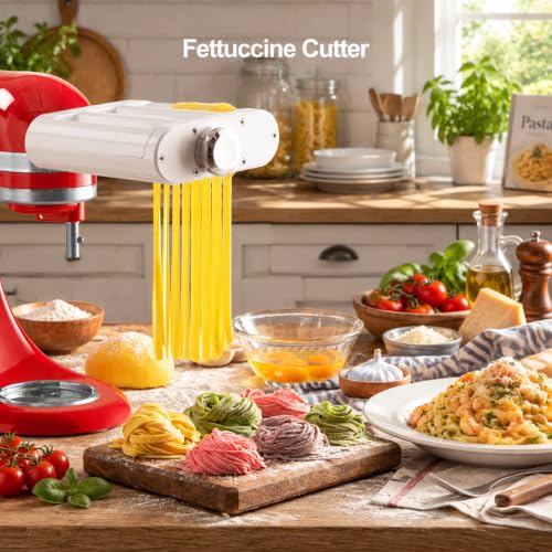 Antree White 3-in-1 Pasta Roller & Cutter Attachment for KitchenAid Stand Mixers